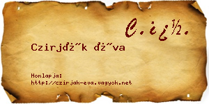 Czirják Éva névjegykártya